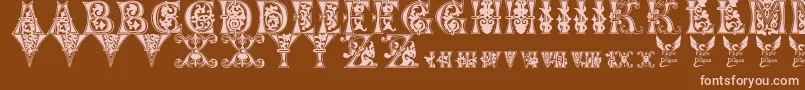 Czcionka FloralMajuscules11thC – różowe czcionki na brązowym tle
