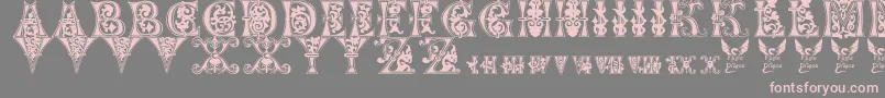 FloralMajuscules11thC-Schriftart – Rosa Schriften auf grauem Hintergrund