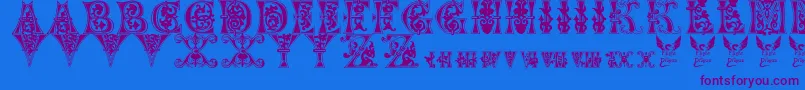 FloralMajuscules11thC Font – Purple Fonts on Blue Background