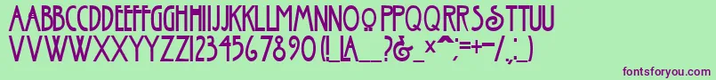 Czcionka NouveauBold – fioletowe czcionki na zielonym tle