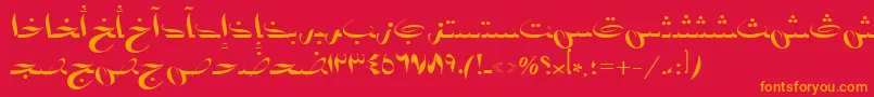 AymBadr1SUNormal. Font – Orange Fonts on Red Background