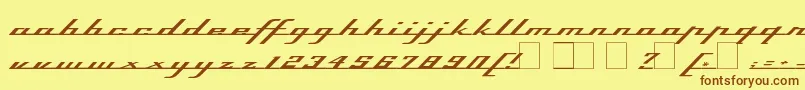 フォントTop Speed – 茶色の文字が黄色の背景にあります。