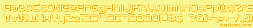 フォントScifi2ku – オレンジの文字が黄色の背景にあります。