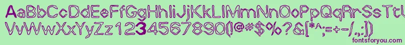 Fonte Whallywhilly – fontes roxas em um fundo verde