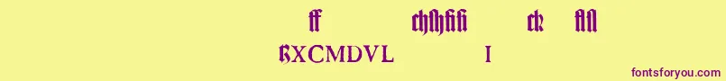 Police TexturgotischLtExpertDfr – polices violettes sur fond jaune
