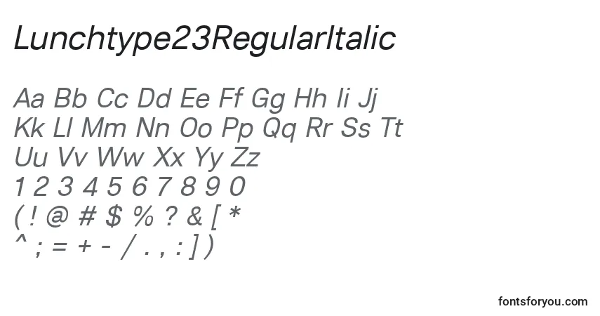 Police Lunchtype23RegularItalic - Alphabet, Chiffres, Caractères Spéciaux
