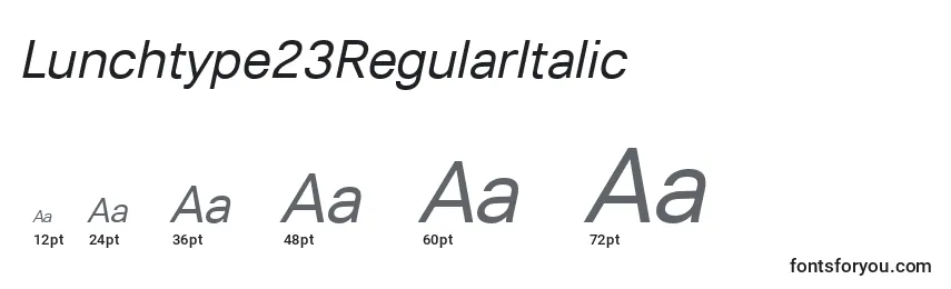 Размеры шрифта Lunchtype23RegularItalic