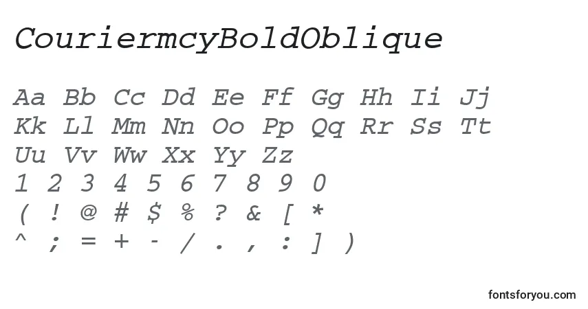 A fonte CouriermcyBoldOblique – alfabeto, números, caracteres especiais