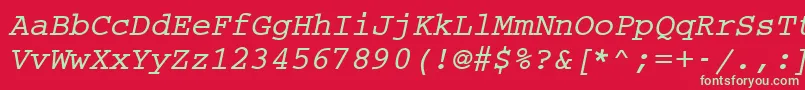フォントCouriermcyBoldOblique – 赤い背景に緑の文字