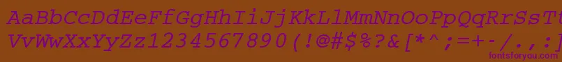 CouriermcyBoldOblique Font – Purple Fonts on Brown Background
