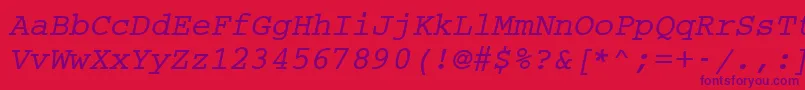 CouriermcyBoldOblique-Schriftart – Violette Schriften auf rotem Hintergrund
