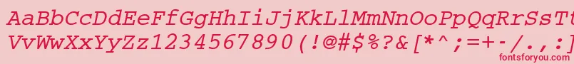 フォントCouriermcyBoldOblique – ピンクの背景に赤い文字