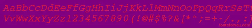 CouriermcyBoldOblique Font – Red Fonts on Purple Background