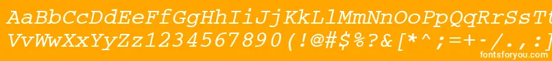 Czcionka CouriermcyBoldOblique – białe czcionki na pomarańczowym tle