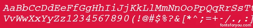 フォントCouriermcyBoldOblique – 赤い背景に白い文字