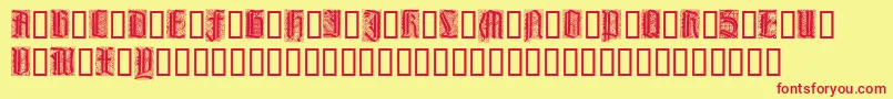 LiturgischZierbuchstaben Font – Red Fonts on Yellow Background