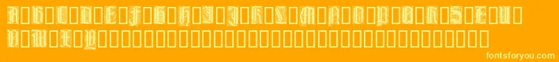 LiturgischZierbuchstaben-Schriftart – Gelbe Schriften auf orangefarbenem Hintergrund
