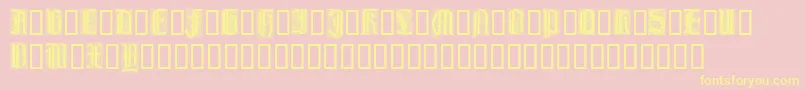 LiturgischZierbuchstaben-Schriftart – Gelbe Schriften auf rosa Hintergrund