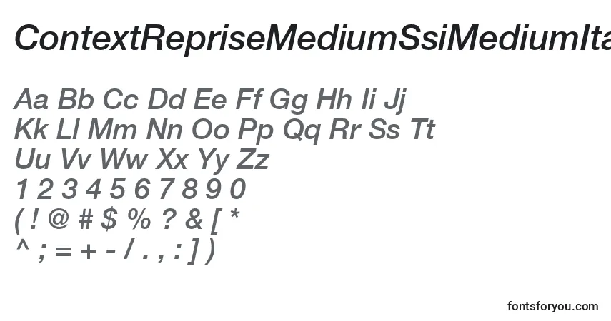 Czcionka ContextRepriseMediumSsiMediumItalic – alfabet, cyfry, specjalne znaki