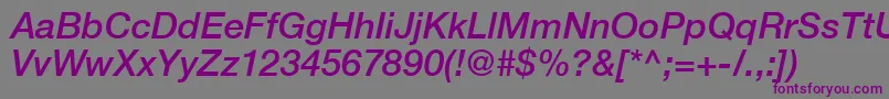 フォントContextRepriseMediumSsiMediumItalic – 紫色のフォント、灰色の背景