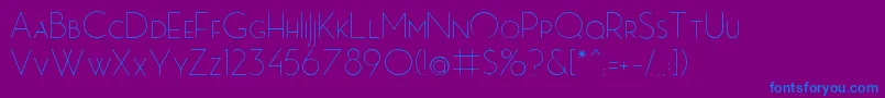 MbPictureHouseTwoLight-Schriftart – Blaue Schriften auf violettem Hintergrund