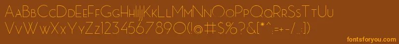 フォントMbPictureHouseTwoLight – オレンジ色の文字が茶色の背景にあります。