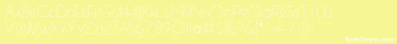 MbPictureHouseTwoLight-Schriftart – Weiße Schriften auf gelbem Hintergrund