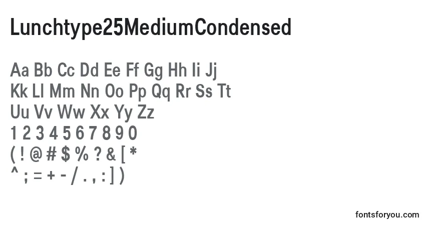A fonte Lunchtype25MediumCondensed – alfabeto, números, caracteres especiais