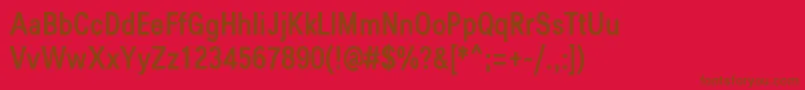 Fonte Lunchtype25MediumCondensed – fontes marrons em um fundo vermelho