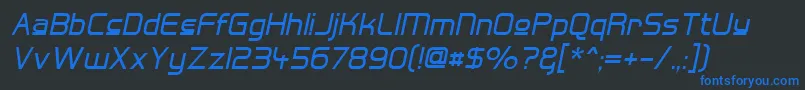 HallFeticaUpperItalic Font – Blue Fonts on Black Background