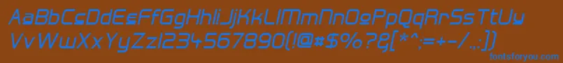 HallFeticaUpperItalic Font – Blue Fonts on Brown Background