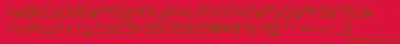 フォントHallFeticaUpperItalic – 赤い背景に茶色の文字