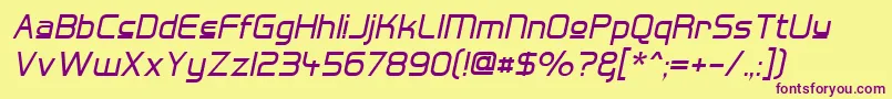 フォントHallFeticaUpperItalic – 紫色のフォント、黄色の背景