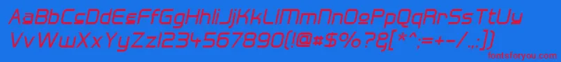 HallFeticaUpperItalic Font – Red Fonts on Blue Background
