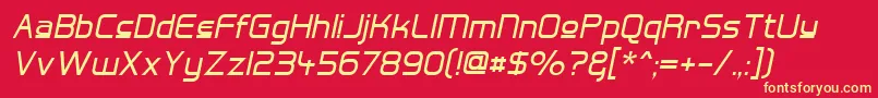 HallFeticaUpperItalic Font – Yellow Fonts on Red Background