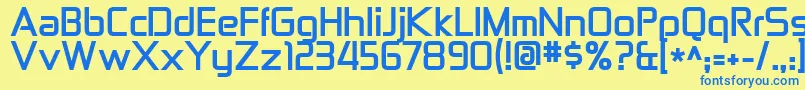 フォントZektonBold – 青い文字が黄色の背景にあります。