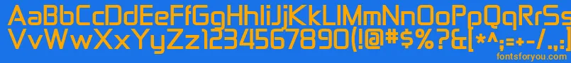 フォントZektonBold – オレンジ色の文字が青い背景にあります。