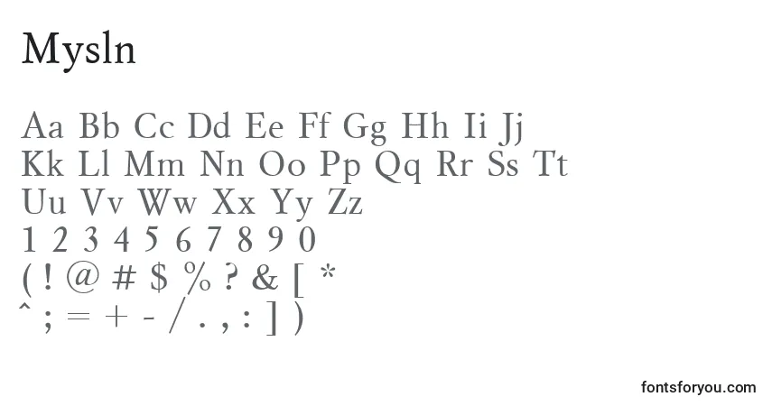 Fuente Mysln - alfabeto, números, caracteres especiales