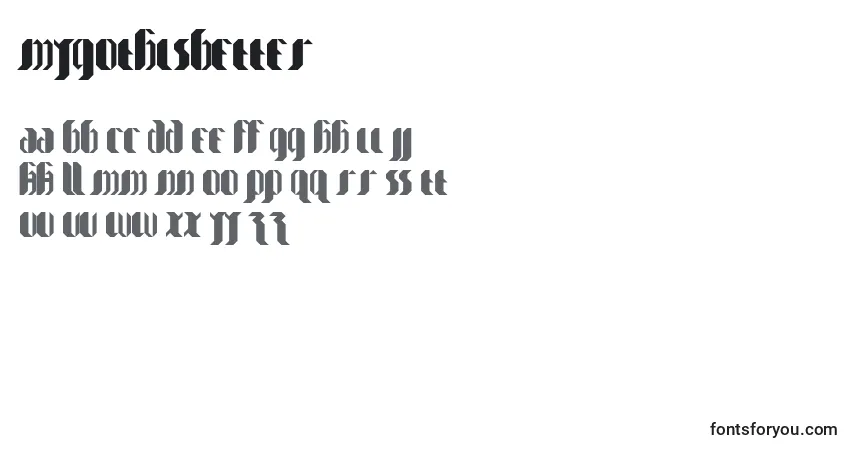 Czcionka MyGothIsBetter – alfabet, cyfry, specjalne znaki