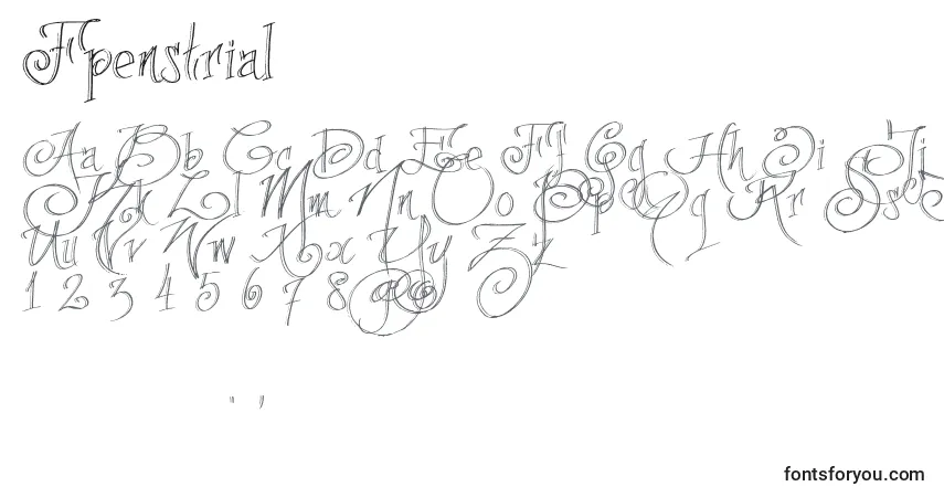 A fonte Fpenstrial (98812) – alfabeto, números, caracteres especiais