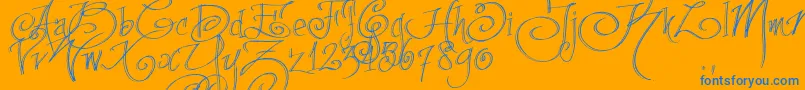Fpenstrial Font – Blue Fonts on Orange Background