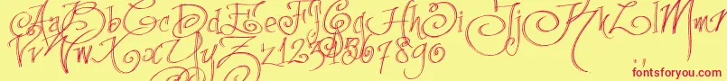 Fpenstrial Font – Red Fonts on Yellow Background