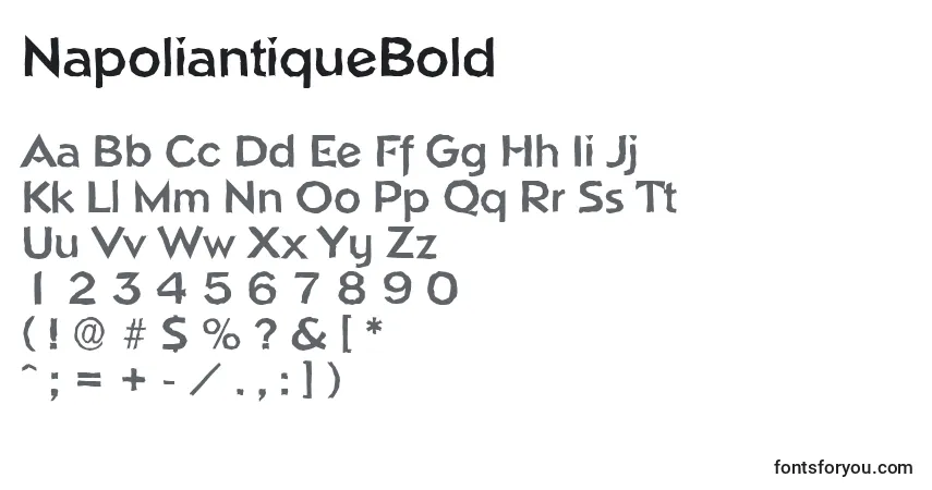 Schriftart NapoliantiqueBold – Alphabet, Zahlen, spezielle Symbole