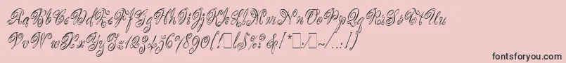 Fonte ScripteaseLetPlain.1.0 – fontes pretas em um fundo rosa