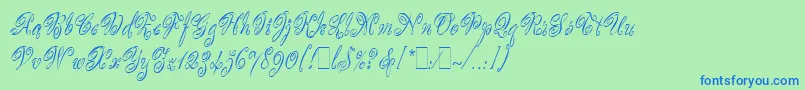 ScripteaseLetPlain.1.0-Schriftart – Blaue Schriften auf grünem Hintergrund