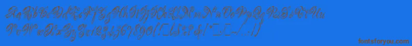 ScripteaseLetPlain.1.0-Schriftart – Braune Schriften auf blauem Hintergrund