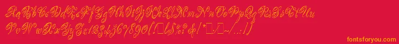 ScripteaseLetPlain.1.0 Font – Orange Fonts on Red Background