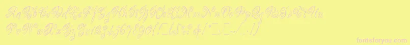 ScripteaseLetPlain.1.0-fontti – vaaleanpunaiset fontit keltaisella taustalla