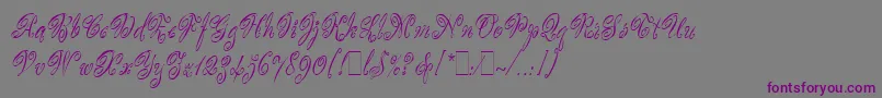 フォントScripteaseLetPlain.1.0 – 紫色のフォント、灰色の背景
