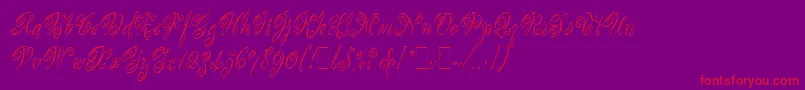 フォントScripteaseLetPlain.1.0 – 紫の背景に赤い文字